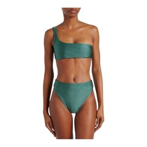 NWT Jade Swim Incline Bikini Bottoms in Hunter Sheen Green Size Medium